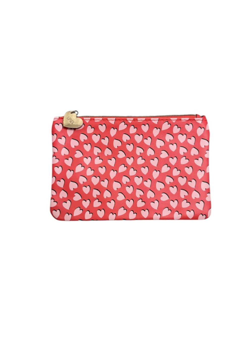 Ipsy Glam Bag February 2022 Pink and Red Heart Makeup Bag Valentines Day 7"x5"